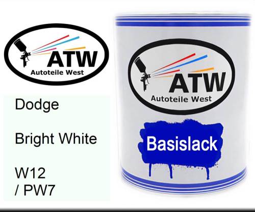 Dodge, Bright White, W12 / PW7: 1L Lackdose, von ATW Autoteile West.